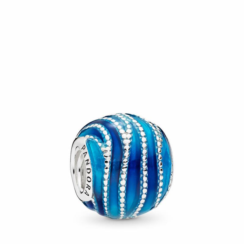 Pandora Blue Swirls Charm - Sterling Silver/Enamel/Blue - Canada | XH7843CD